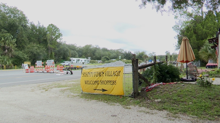 Shantytown Village owner concerned Pellicer Creek bridge construction is impacting business — First Coast News Local, White Bear Lake Business news