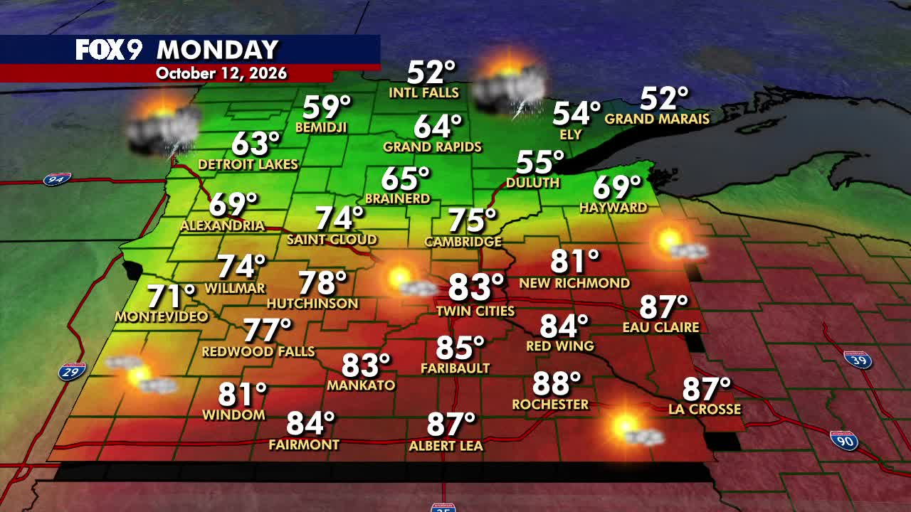 Minnesota weather: Summerlike warmth Monday before cooler Tuesday — FOX 9, White Bear Lake Community news