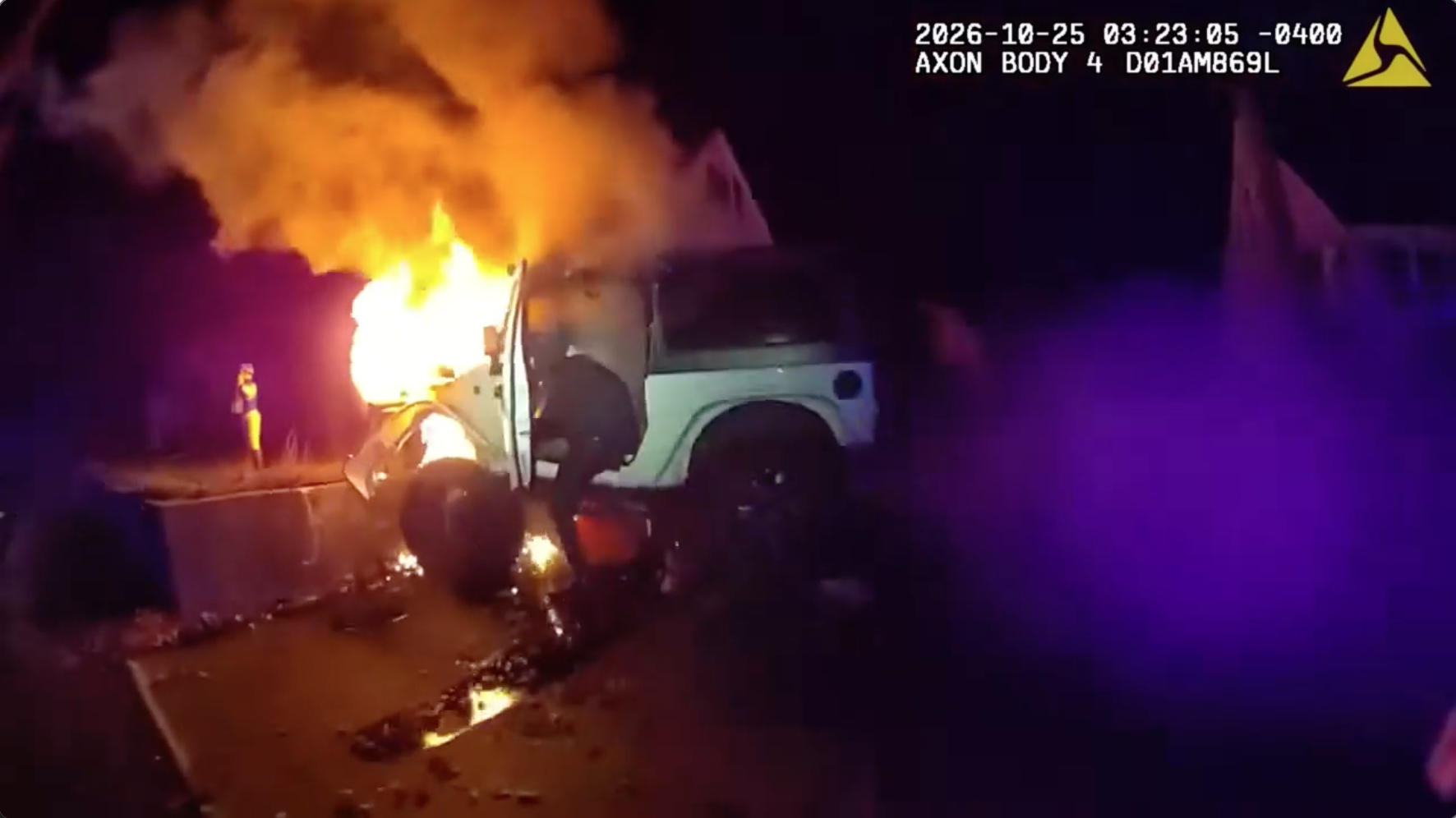 Bodycam video shows police rescuing man from burning Jeep after crash; driver facing multiple charges — FOX 9, White Bear Lake Community news